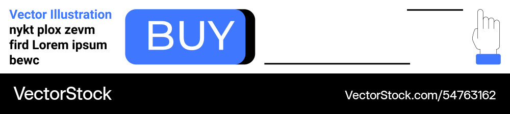 Blue buy button with pointer hand icon Blue buy button with pointer hand icon Vector Image