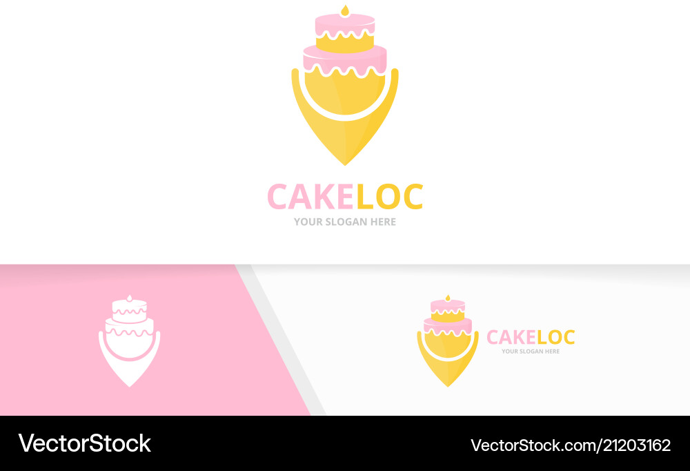 Cake and map pointer logo combination pie Cake and map pointer logo combination pie Vector Image