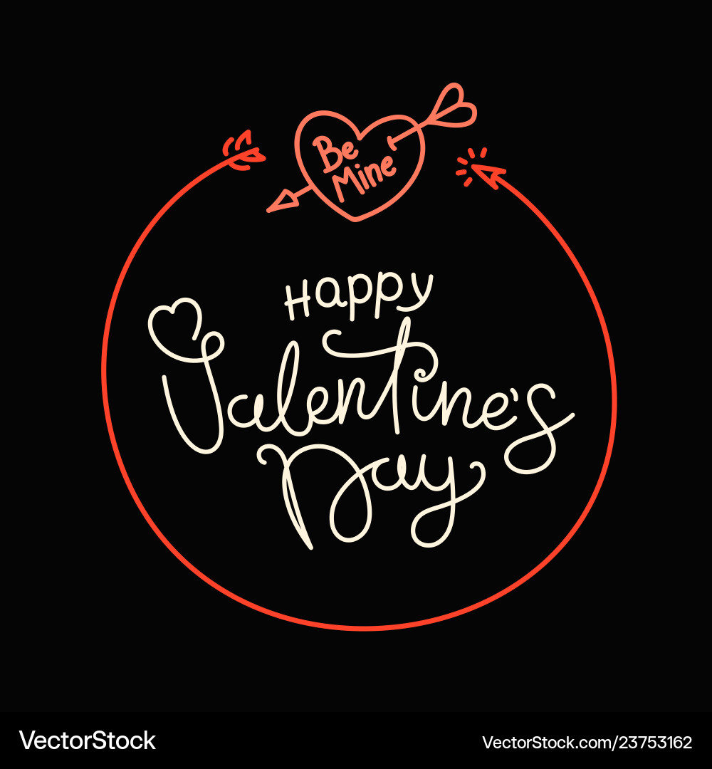 Happy valentines day lettering greeting card Happy valentines day lettering greeting card vector image