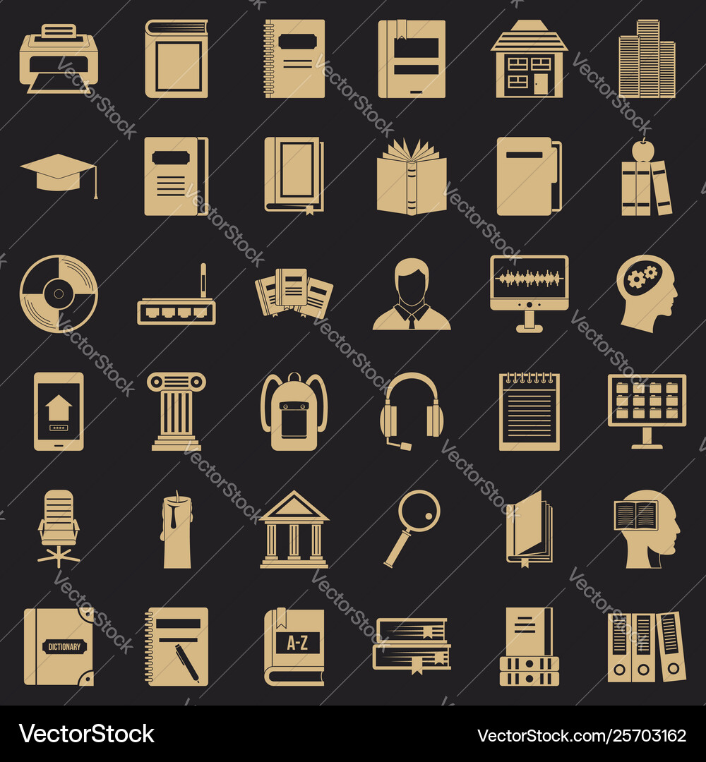 Library icons set simple style Vector Image