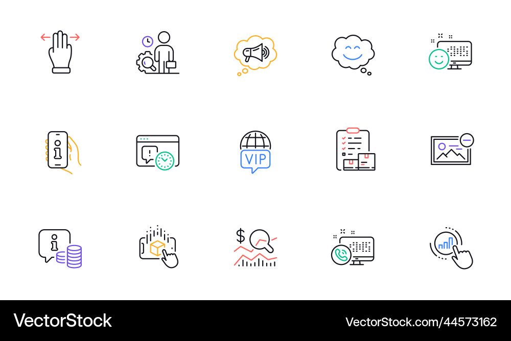 Remove image inspect and megaphone line icons vector image