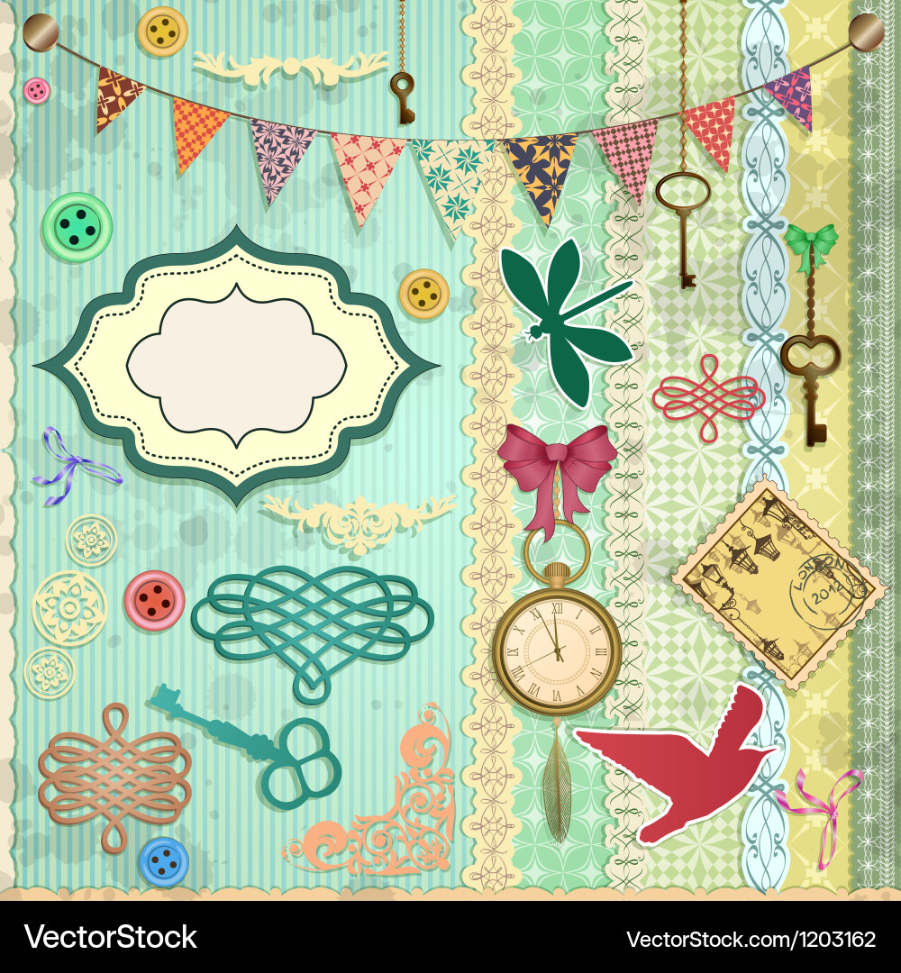 Scrap booking set Royalty Free Vector Image - VectorStock