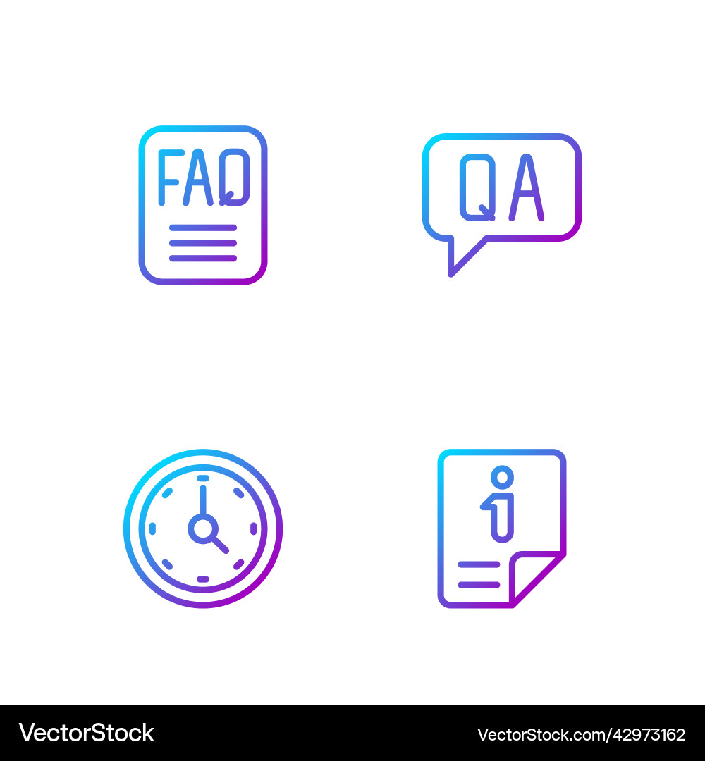 Set line information clock faq Set line information clock faq vector image