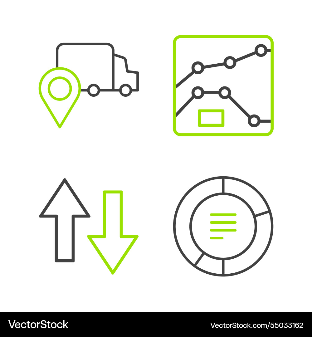 Set line pie chart infographic arrow graph Set line pie chart infographic arrow graph vector image