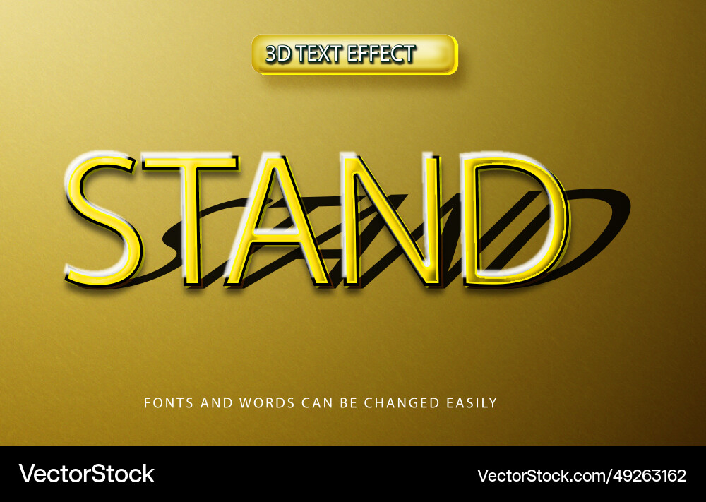 Stand shadow 3d editable text effect style Vector Image