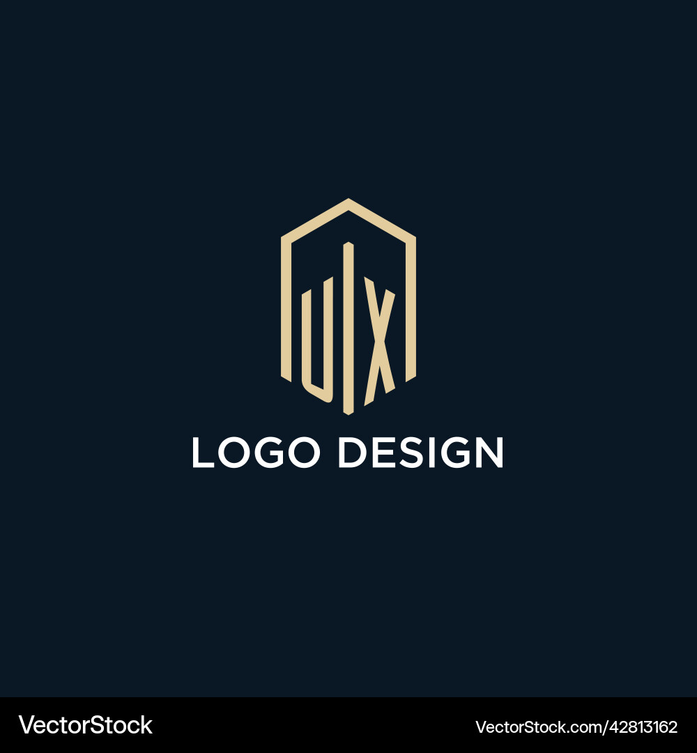 Ux Monogramm Logo mit hexagonaler Form Vektorbild