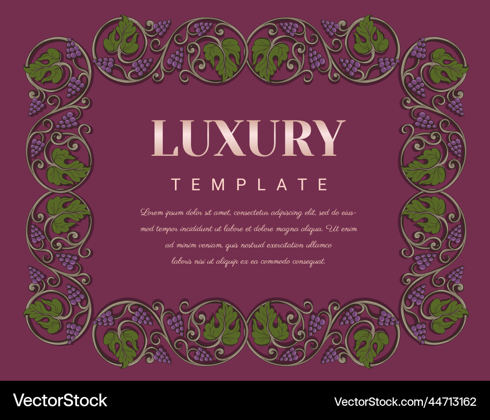 Vintage grape frame for design text box retro Vector Image