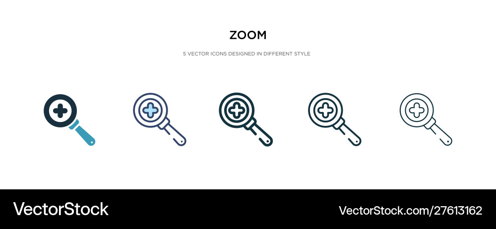 Zoom icon in different style two colored Zoom icon in different style two colored vector image