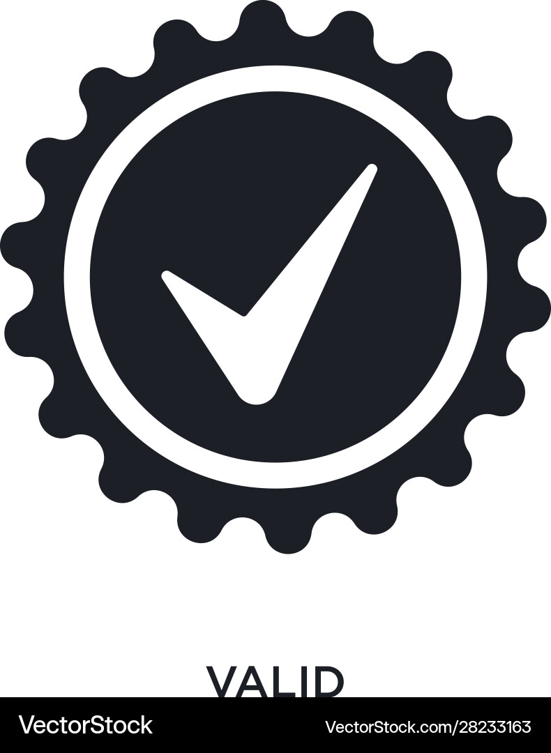 Black valid isolated icon simple element from vector image