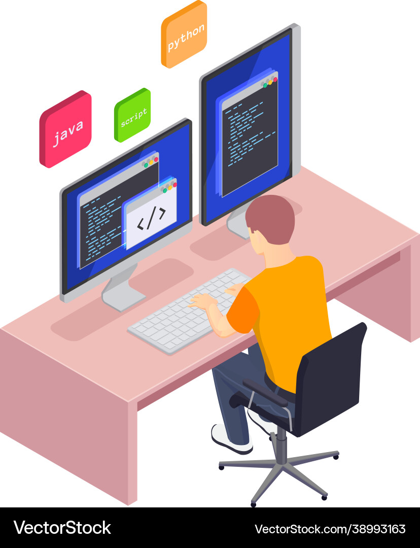 Coding in languages composition Coding in languages composition vector image