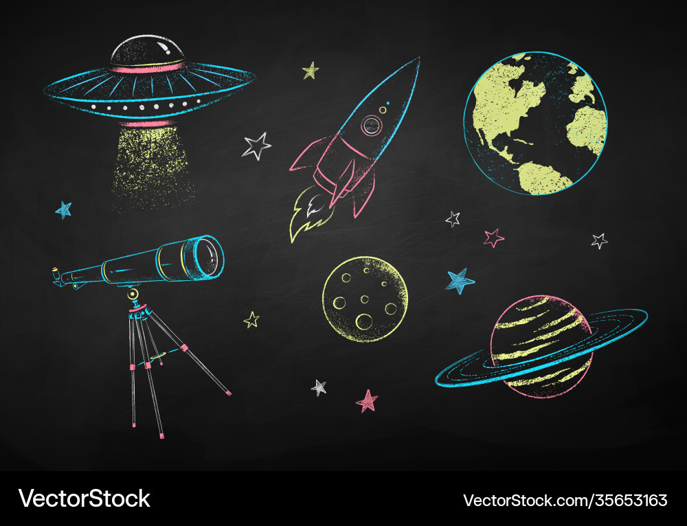 Collection space objects Collection space objects vector image