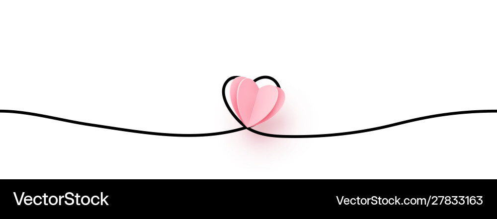 Continuous line heart shape border with realistic Continuous line heart shape border with realistic Vector Image