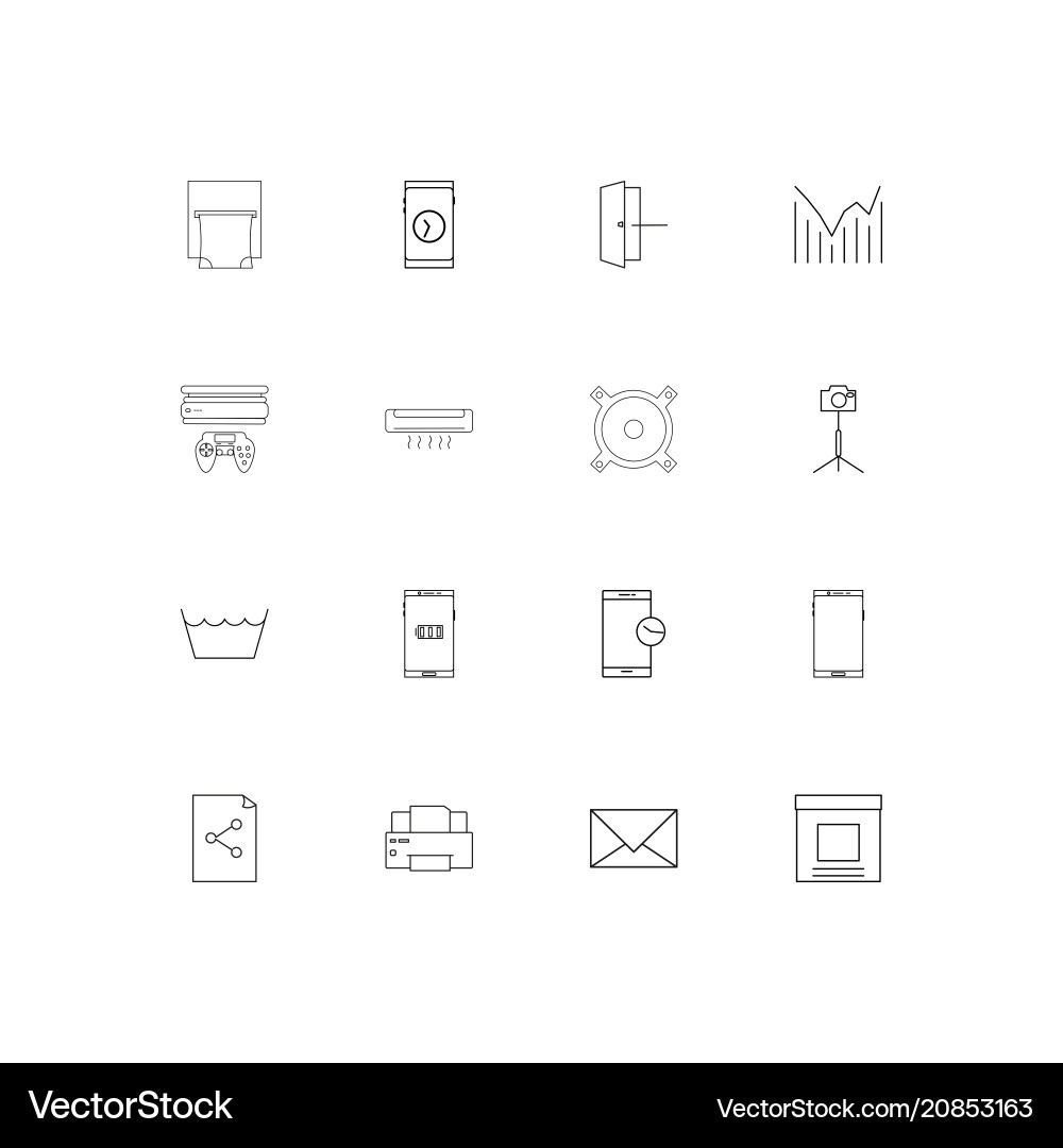 Devices linear thin icons set outlined simple vector image