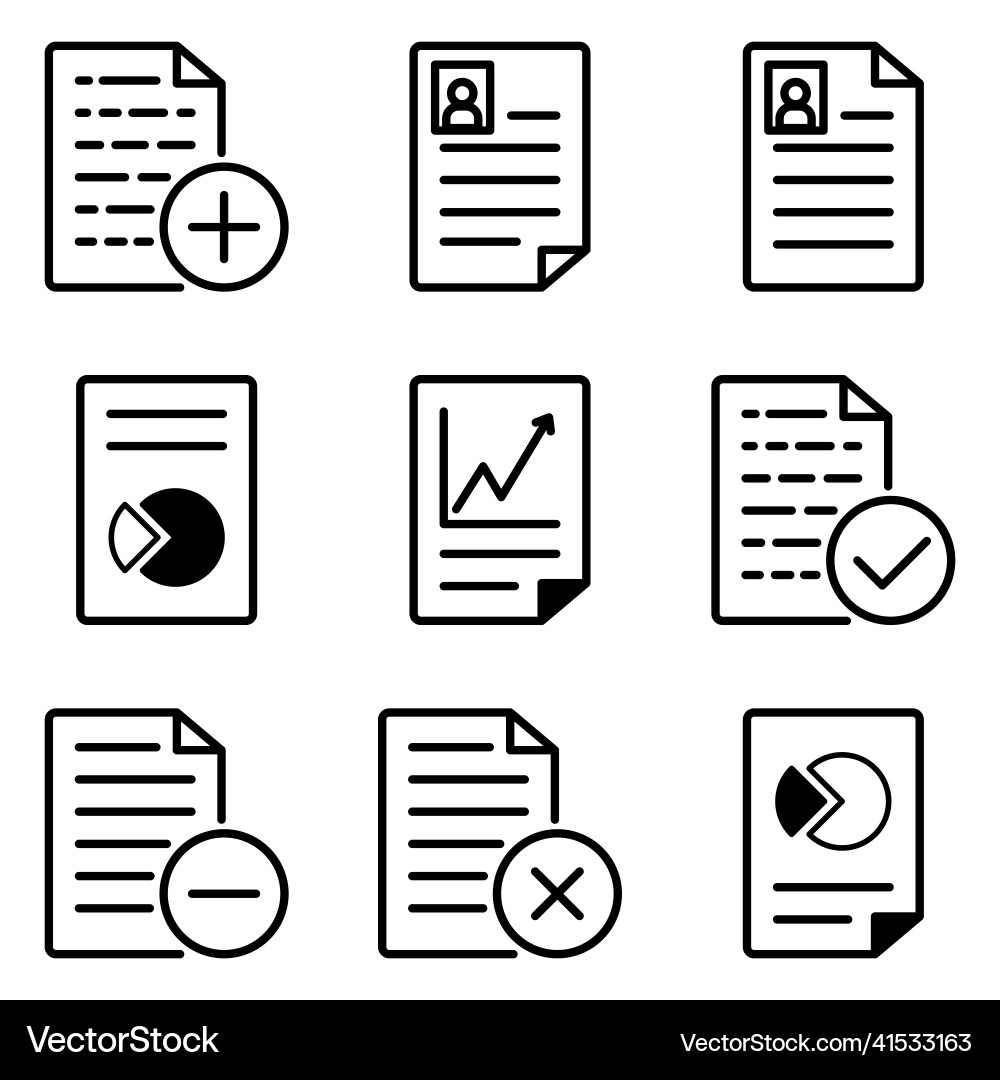 Docs flat icon set isolated on white background Vector Image