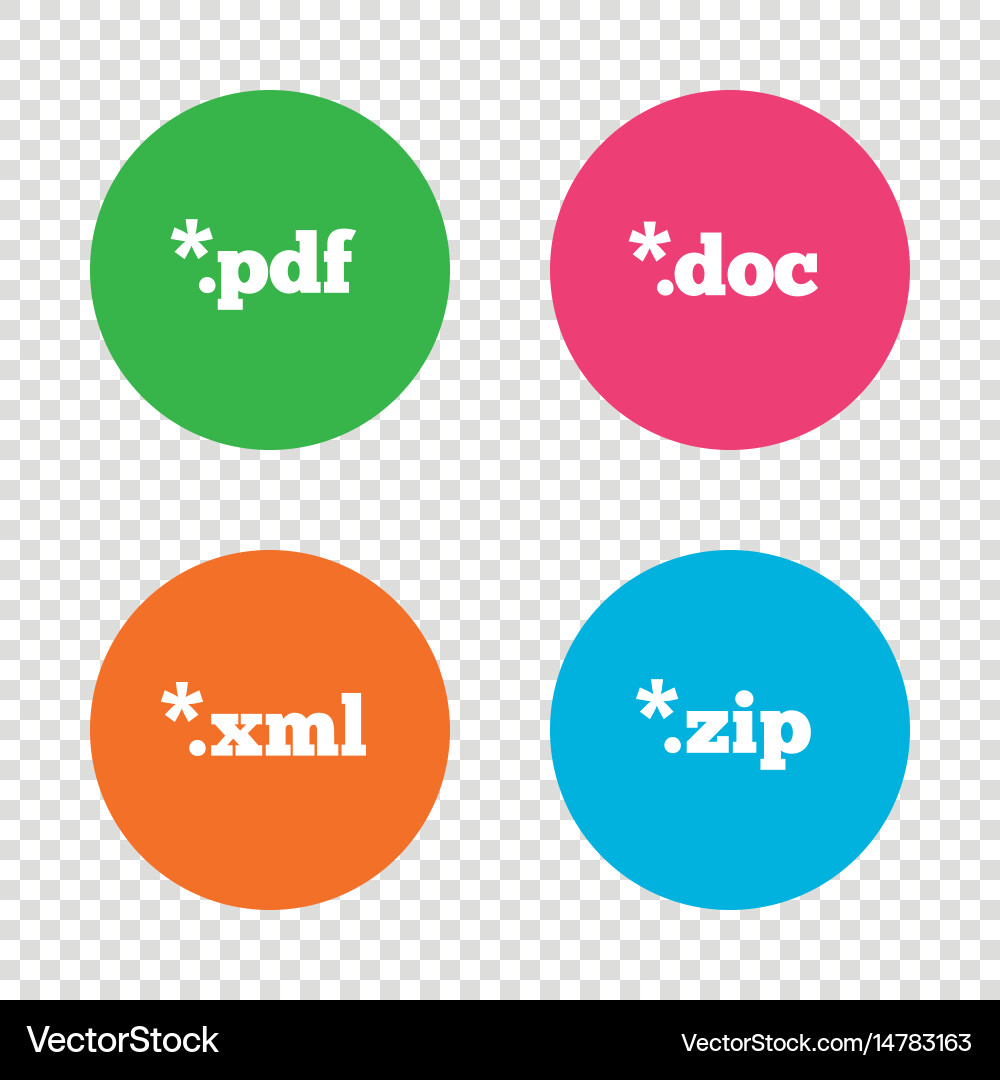 Document signs file extensions symbols Vector Image