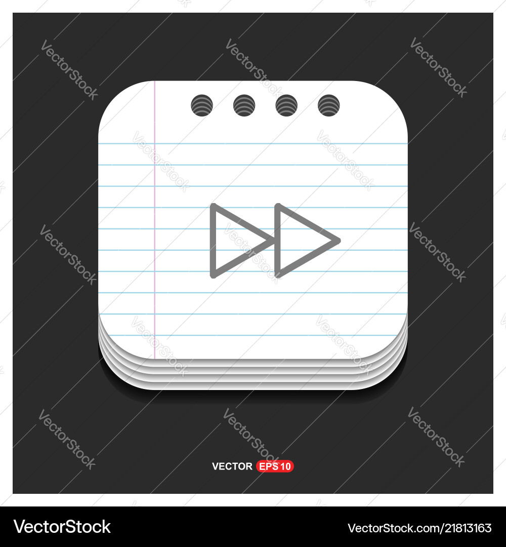 Forward icon gray on notepad style template Forward icon gray on notepad style template vector image