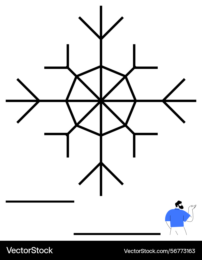 Geometric snowflake with minimalist character Geometric snowflake with minimalist character vector image