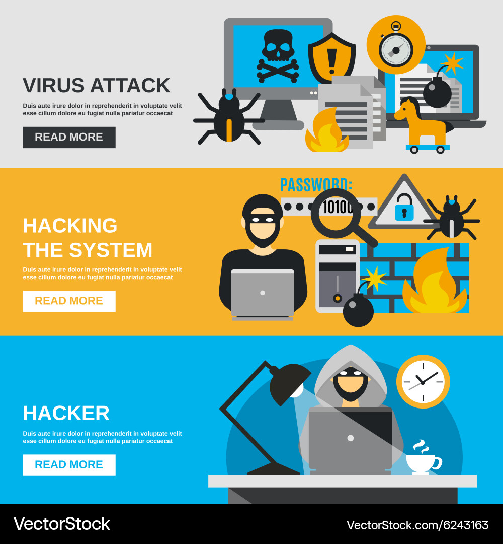 Hacker Attack Banner Set vector image