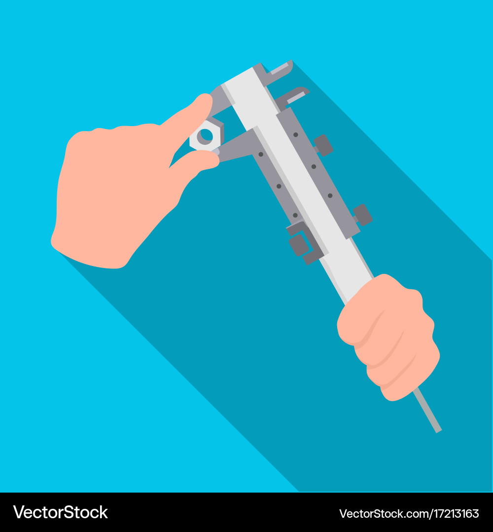Manipulation with calipers measuring instrument Vector Image