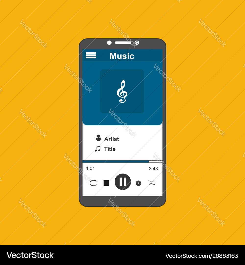 Media player application app template with flat Media player application app template with flat vector image