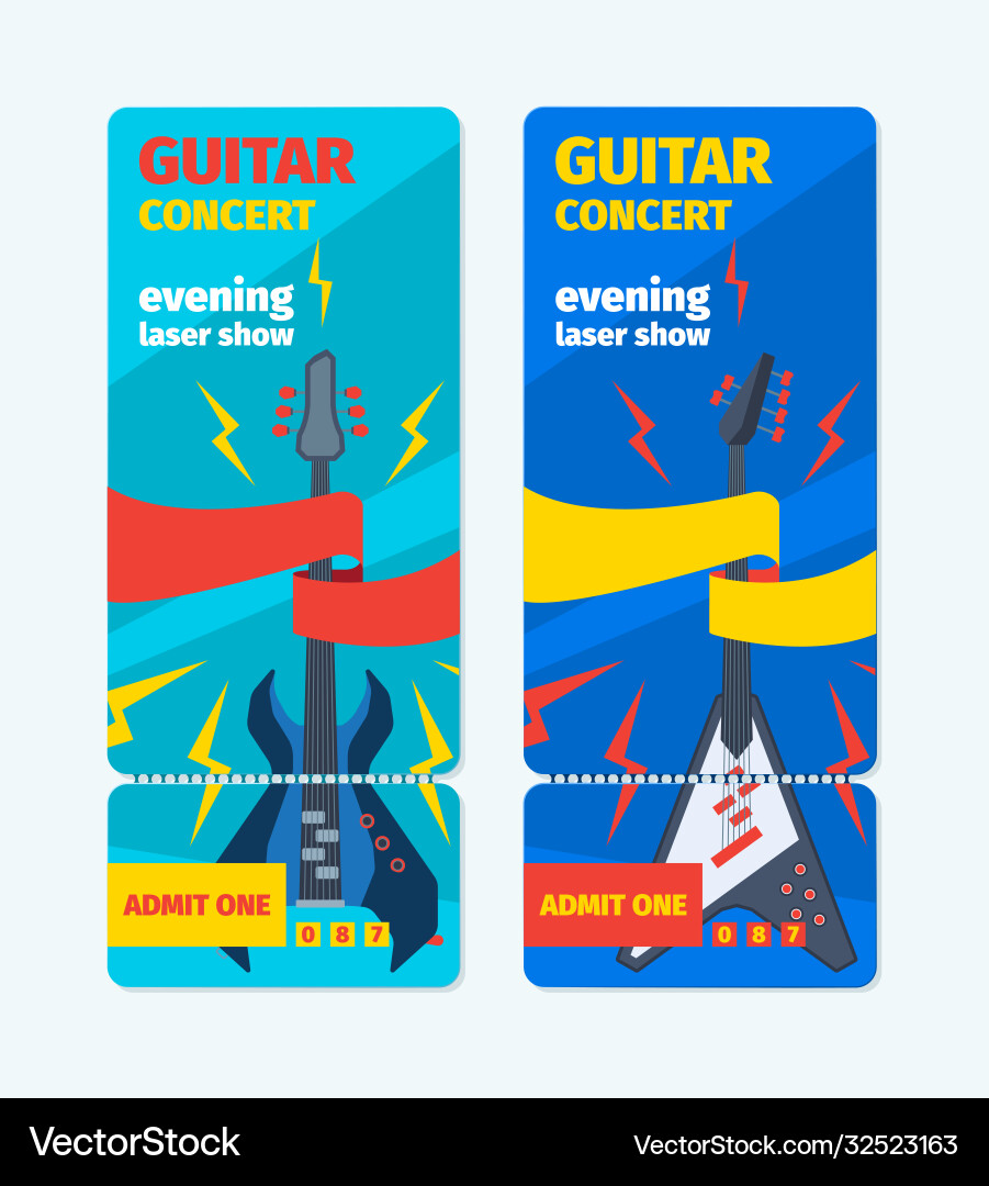 Music guitar concert tickets vertical banner Music guitar concert tickets vertical banner vector image