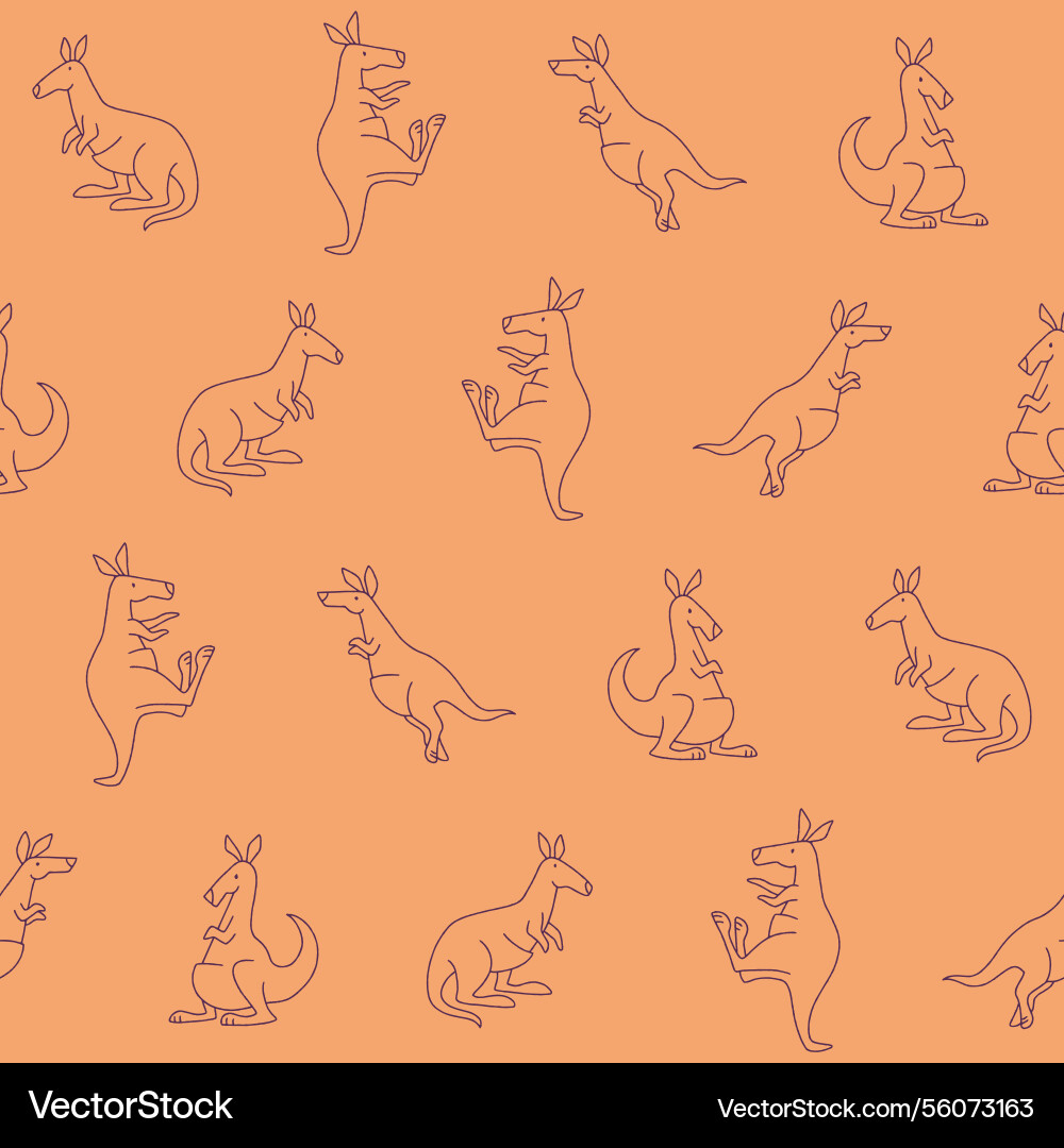 Outline kangaroo seamless pattern background Outline kangaroo seamless pattern background vector image