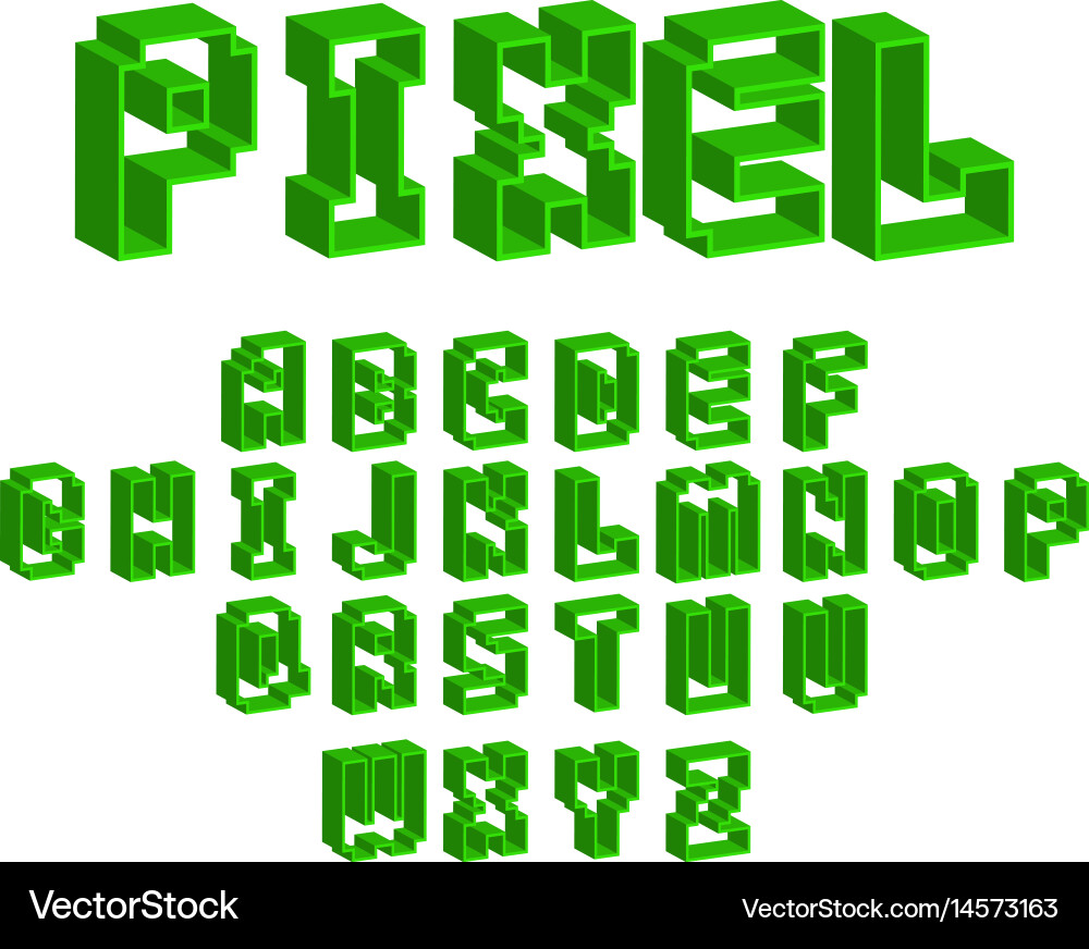 Pixel retro font video computer game design 8 bit vector image