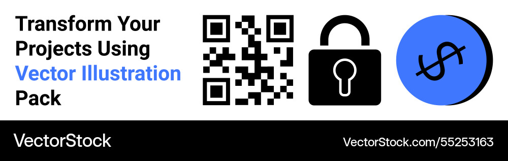 Qr code padlock and currency symbol for digital vector image
