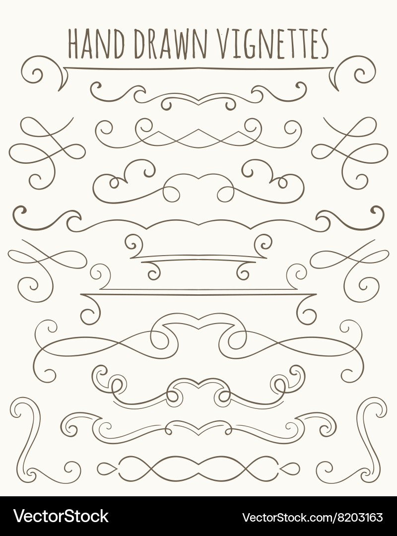Retro Hand Drawn Vignettes Vector Image
