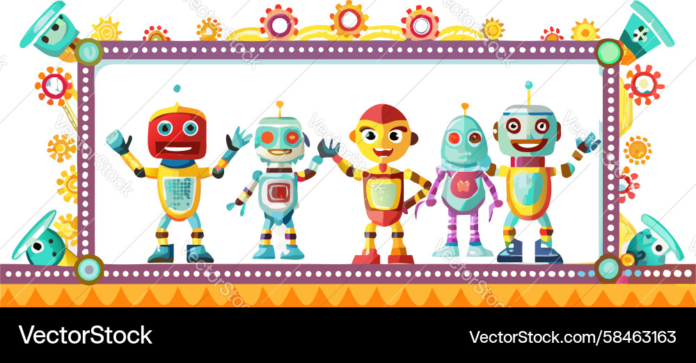 Robot Border with Gears and Circuits Vector Image