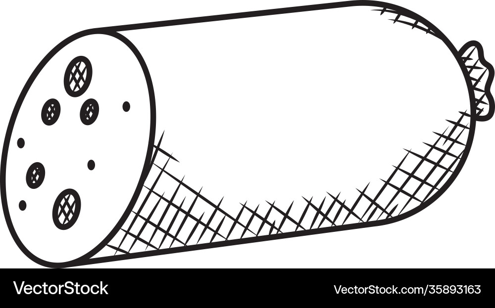 Sausage salami ham icon hand draw style Sausage salami ham icon hand draw style vector image