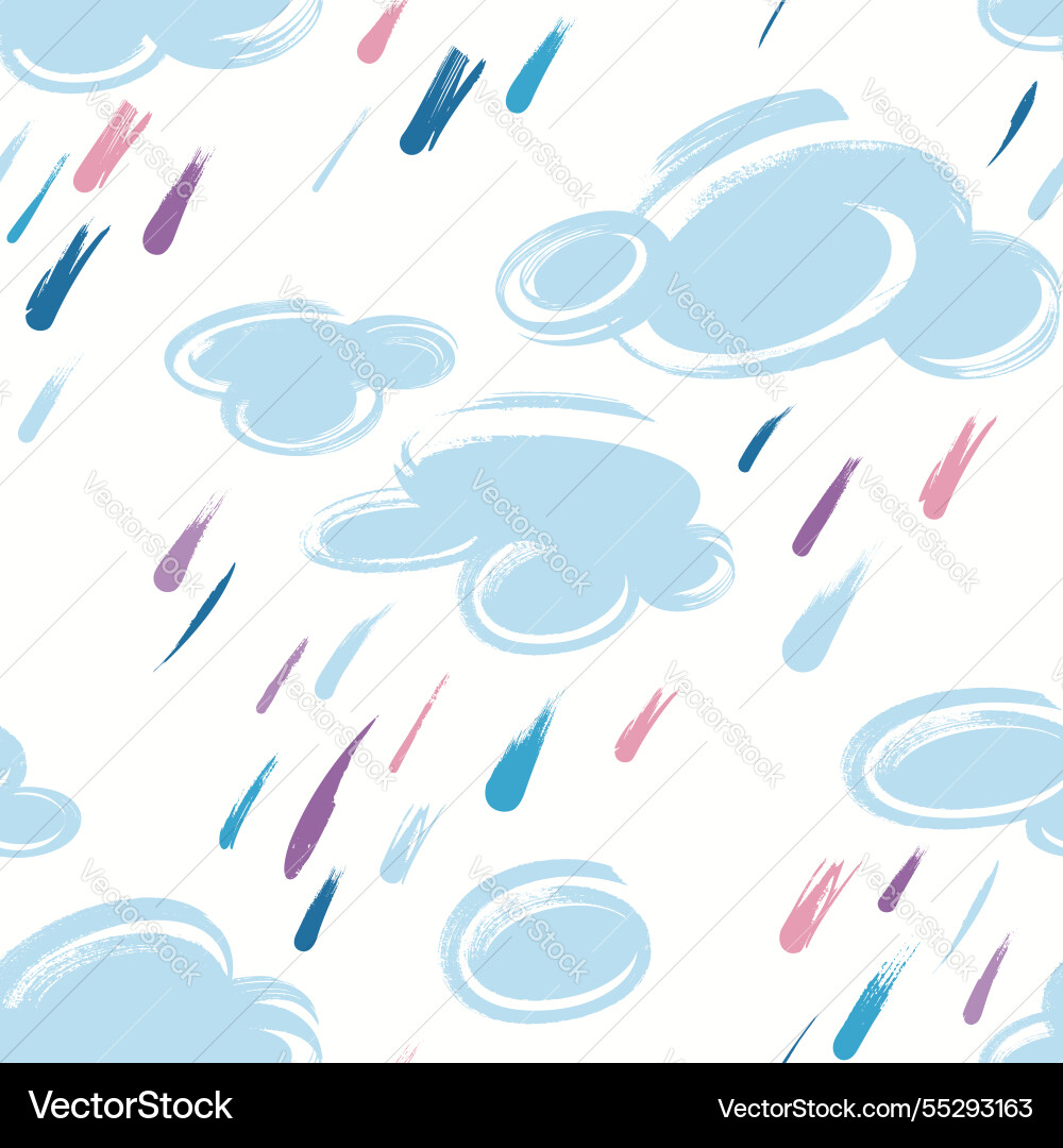 Seamless pattern with clouds and rain Seamless pattern with clouds and rain vector image