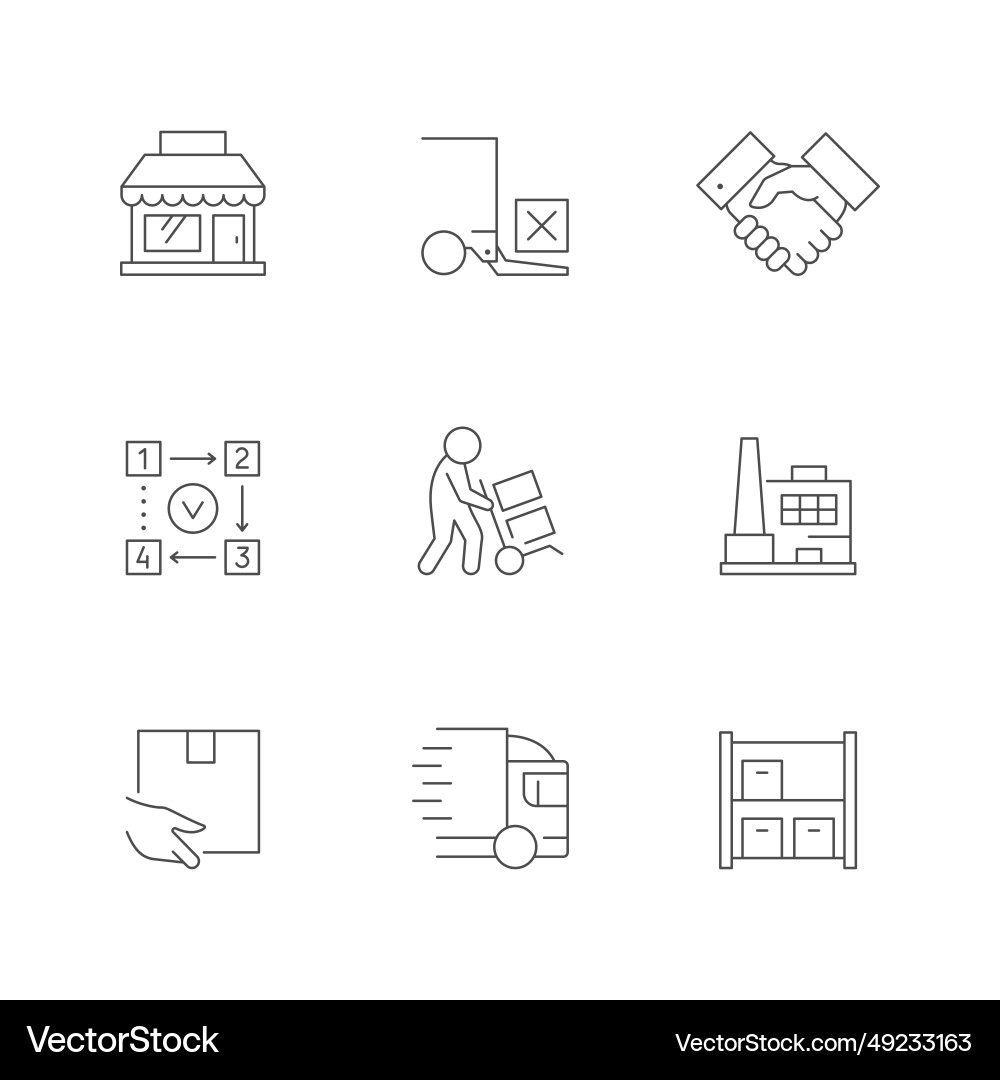 Set line icons of supply chain Set line icons of supply chain vector image