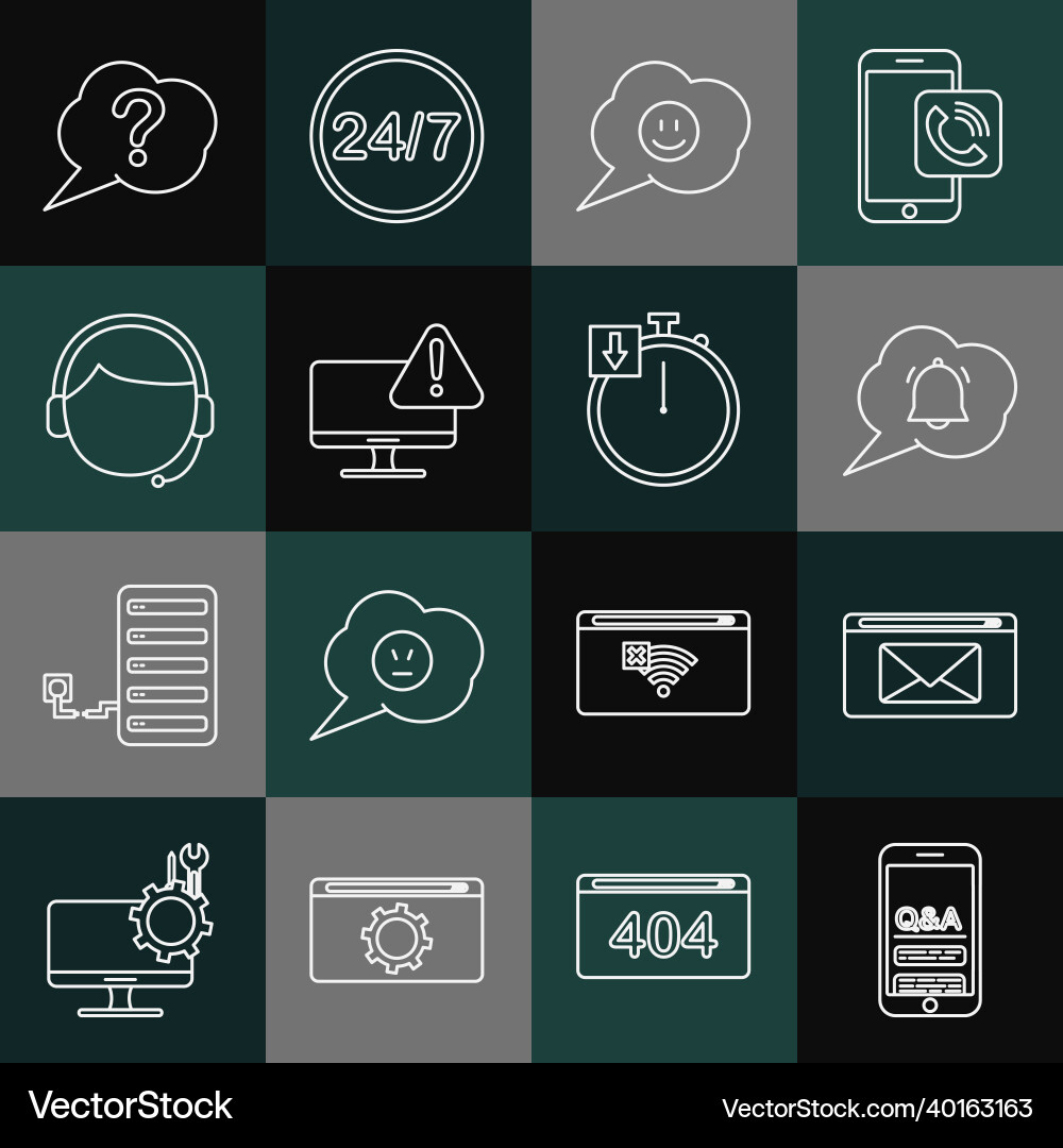 Set line mobile question and exclamation mail e Set line mobile question and exclamation mail e vector image