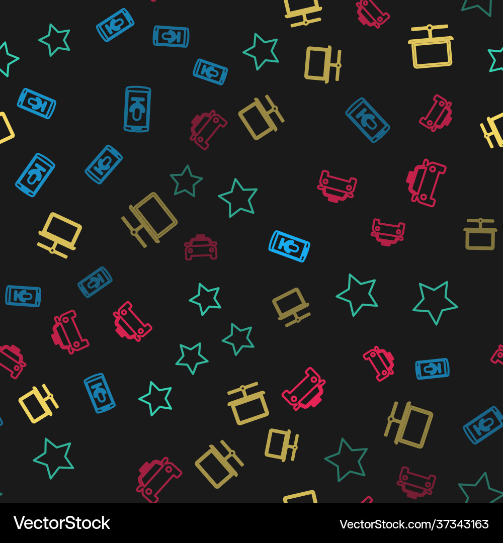 Set line mobile recording star computer network Vector Image