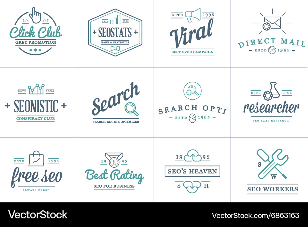 Set of seo search engine optimisation elements vector image