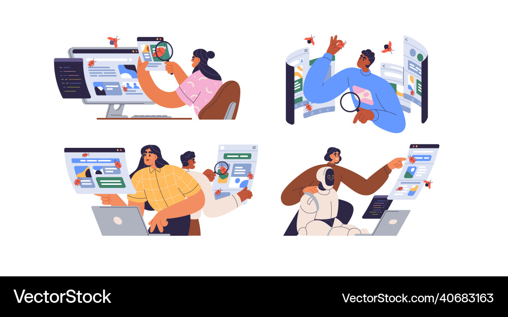 Software Testen und Bug Reporting vektorbild