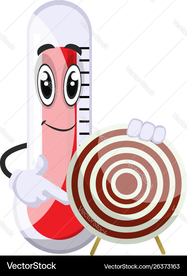 Thermometer with target on white background vector image