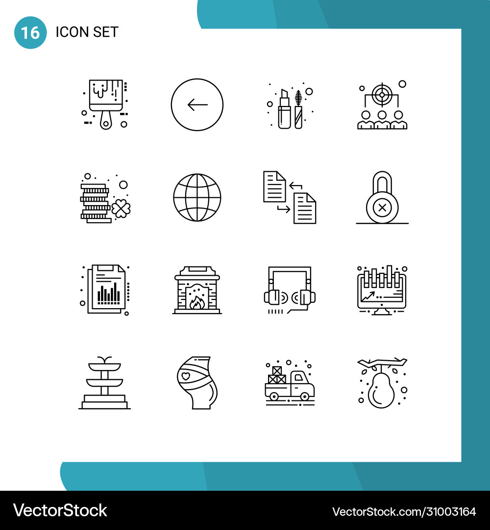 16 universal outlines set for web and mobile Vector Image