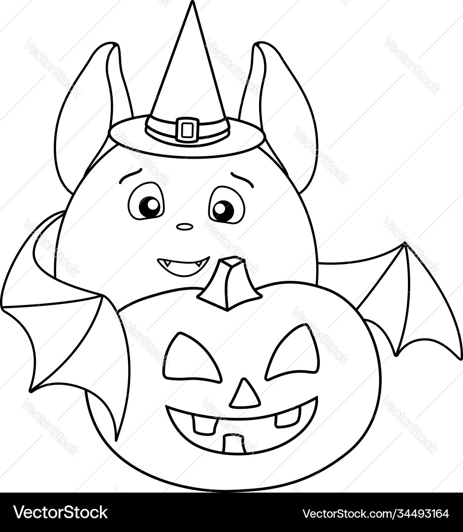 A cute fat bat in magic hat carries halloween A cute fat bat in magic hat carries halloween vector image
