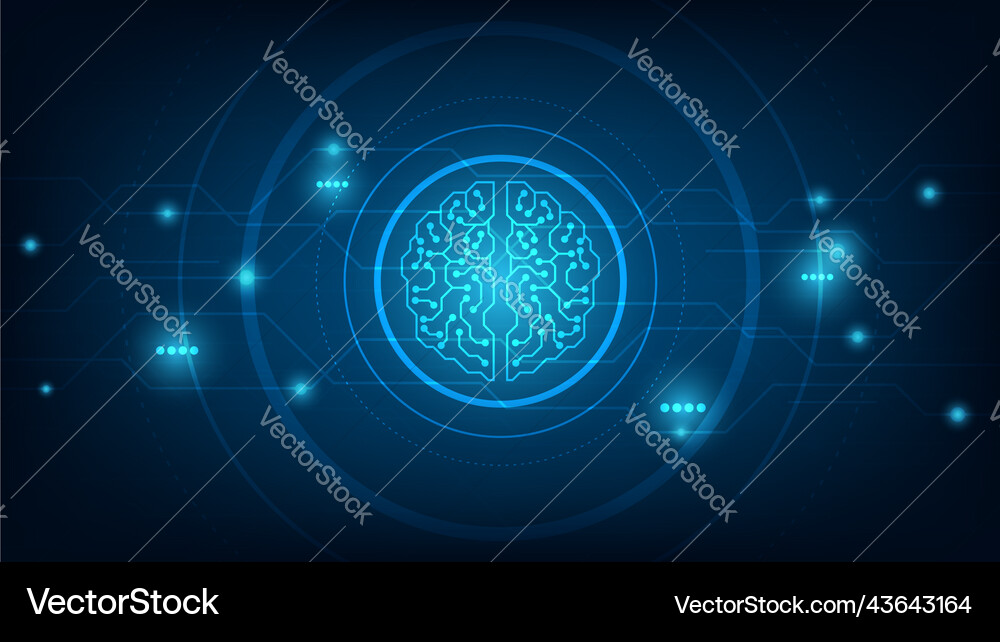 Artificial intelligence cybernetic circuit brain Artificial intelligence cybernetic circuit brain vector image