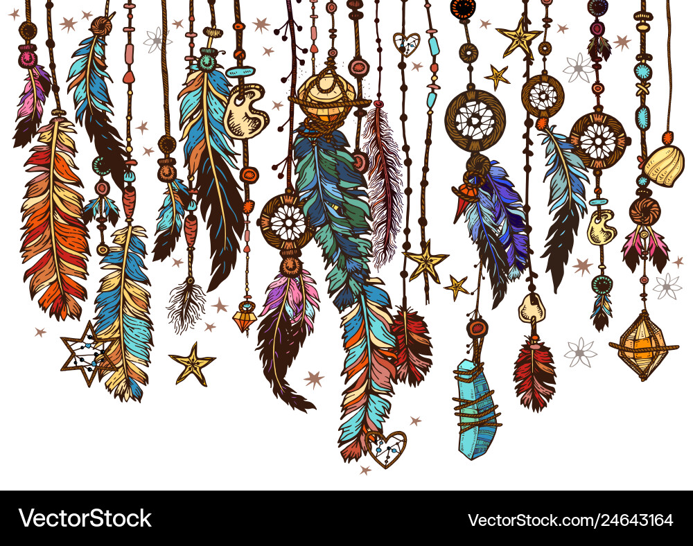 Background border with feathers and crystals Background border with feathers and crystals vector image
