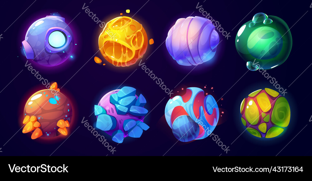 Colorful Alien Planets Vector Image