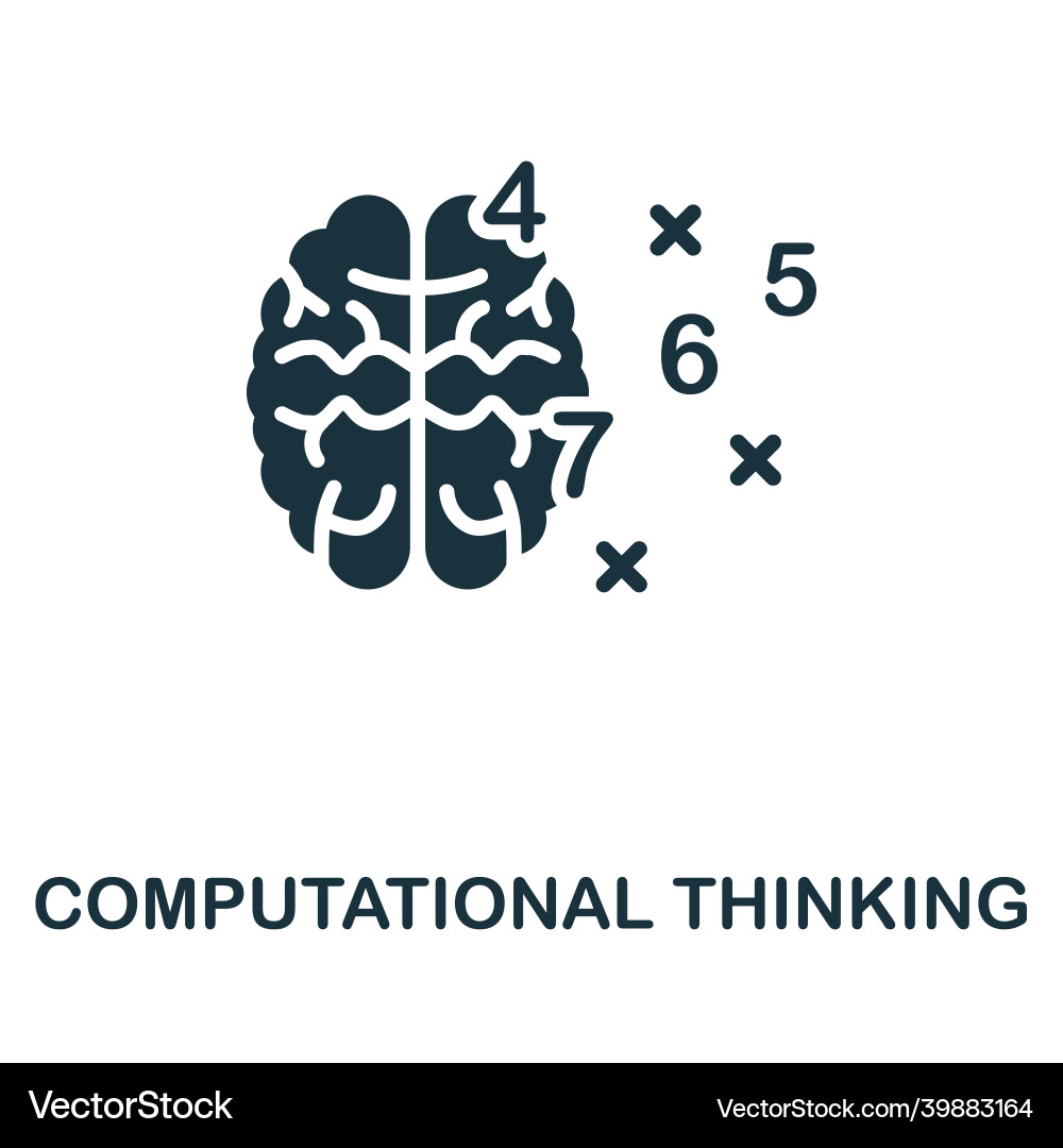 Computational thinking icon monochrome sign from Computational thinking icon monochrome sign from vector image
