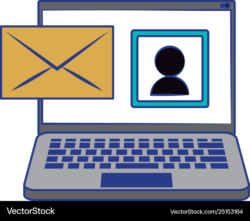 Computer and envelope Computer and envelope Vector Image