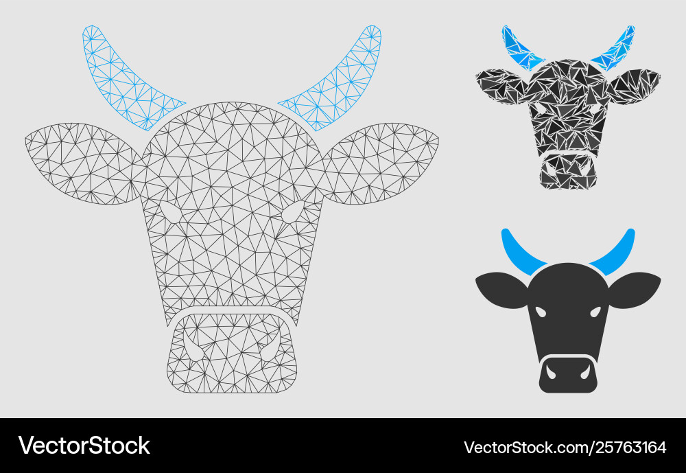 Cow mesh network model and triangle mosaic Cow mesh network model and triangle mosaic vector image