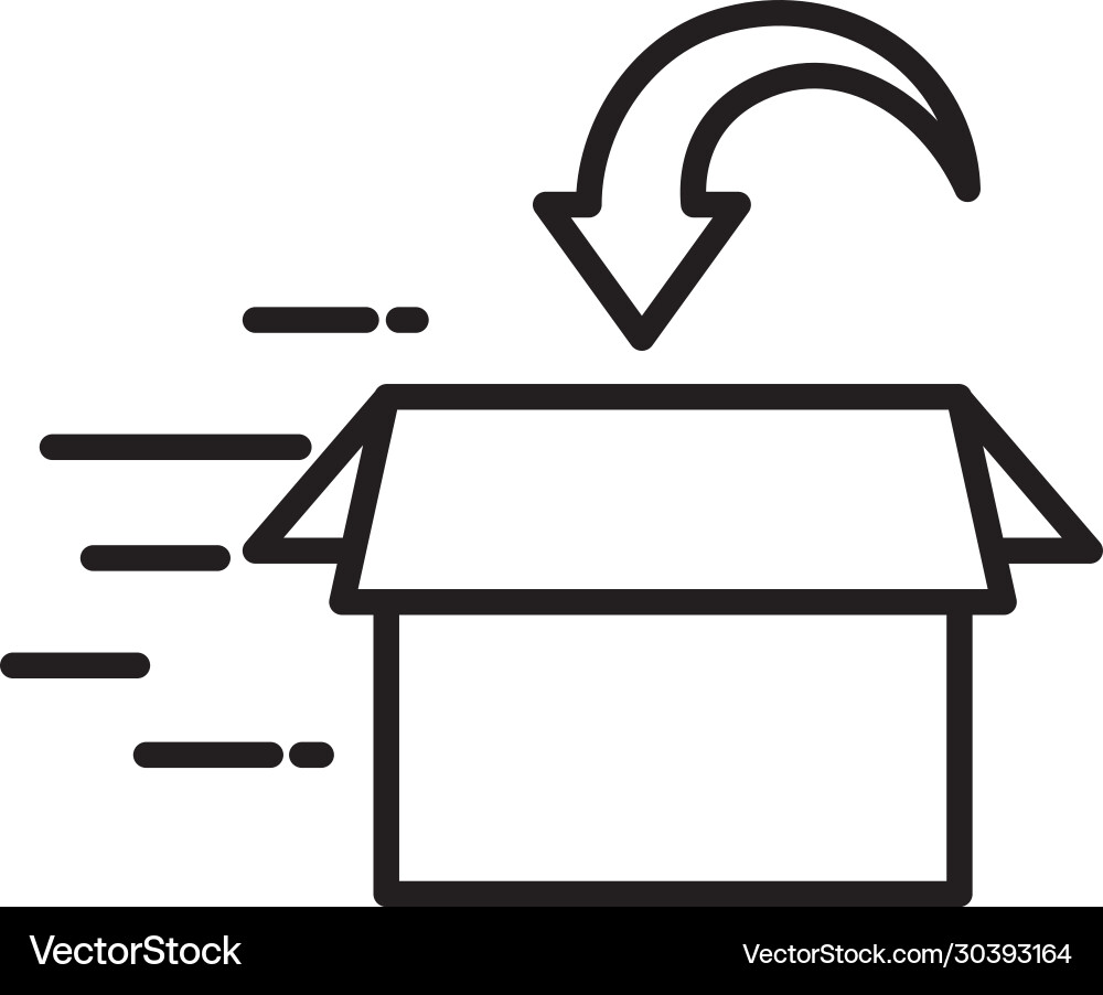 Delivery open box with arrow line style icon Vector Image