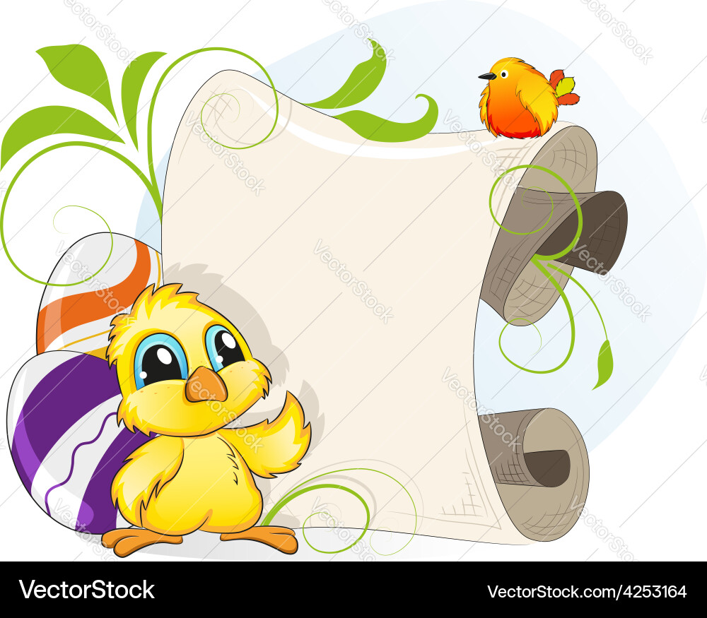 Easter invitation with chicken and eggs Vector Image