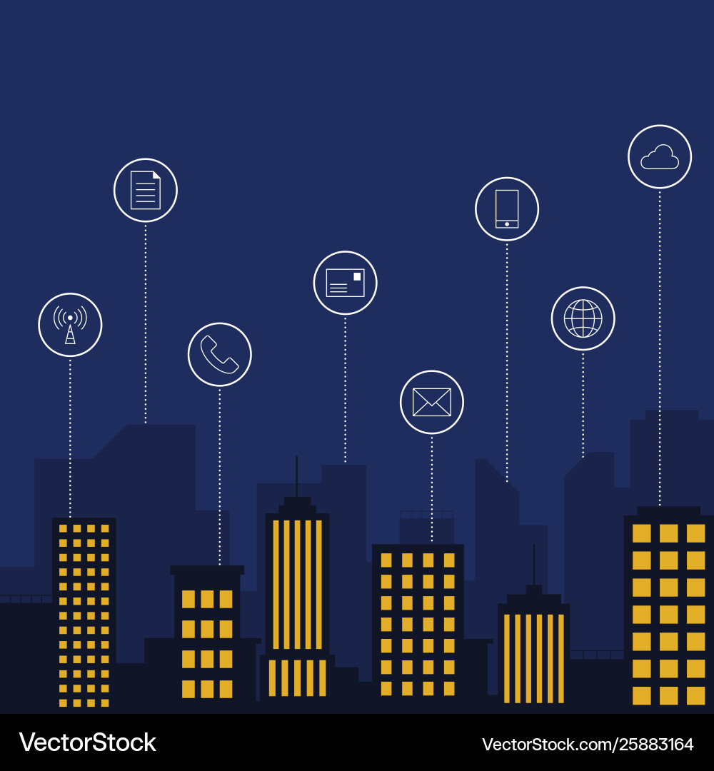 Global communication connection network concept vector image