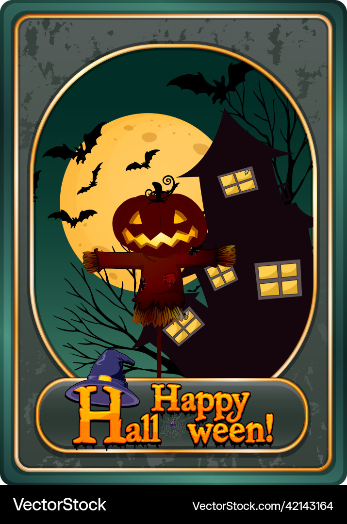 Happy halloween game card template vector image